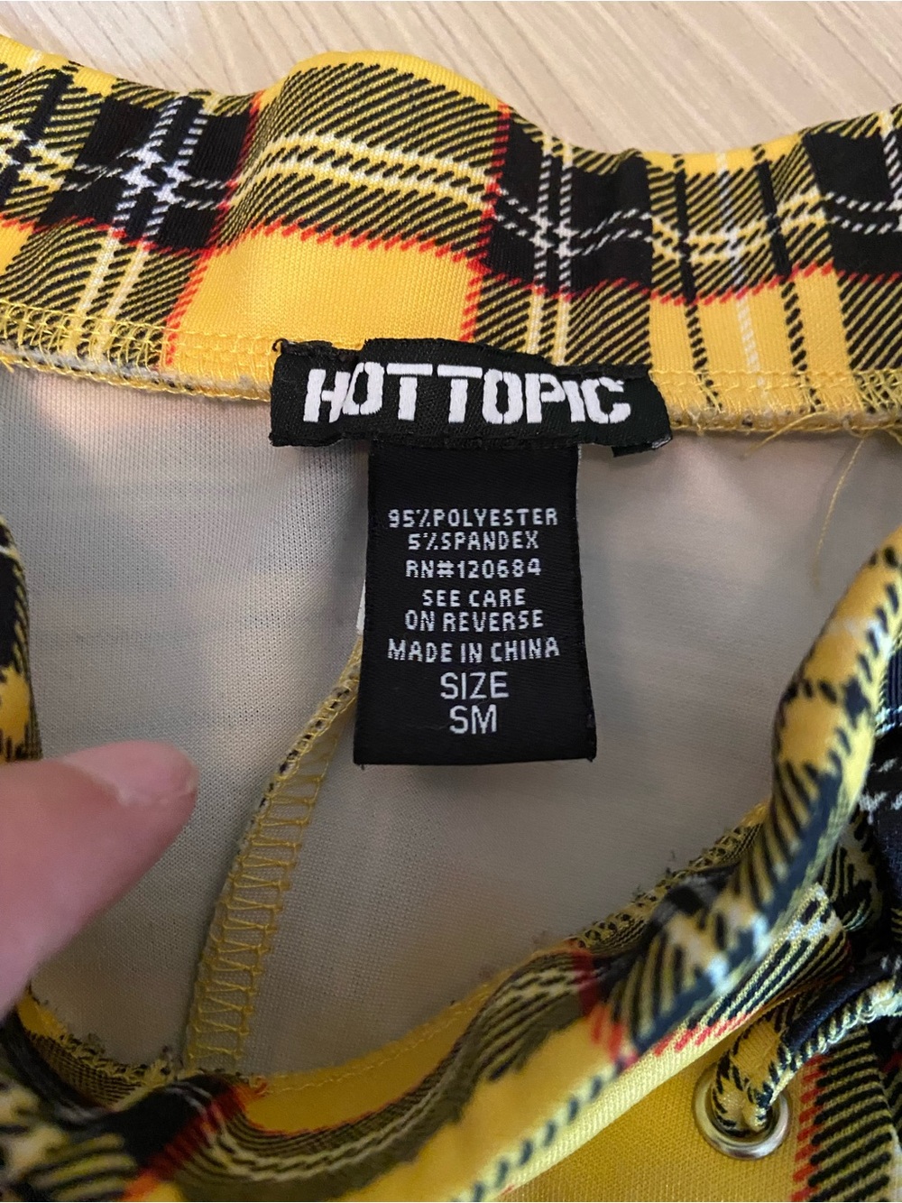 Hot Topic Yellow and Black Plaid Midi Skirt with Lace-Up Sides - Picture 3 of 5
